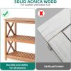 imageYITAHOME Solid Wood Outdoor Console Table 39 Acacia Wood Outdoor Bar Table with 3Tier Storage Shelf XFrame Design and Adjustable Foot Pads for Garden Patio Balcony and Indoor Grey GreenNatural