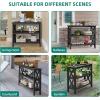 imageYITAHOME Solid Wood Outdoor Console Table 39 Acacia Wood Outdoor Bar Table with 3Tier Storage Shelf XFrame Design and Adjustable Foot Pads for Garden Patio Balcony and Indoor Grey GreenBlack