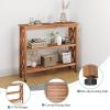 imageYITAHOME Solid Wood Outdoor Console Table 39 Acacia Wood Outdoor Bar Table with 3Tier Storage Shelf XFrame Design and Adjustable Foot Pads for Garden Patio Balcony and Indoor Grey GreenNatural