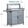 imageYITAHOME Solid Wood Potting Bench Table with Folding Pallet and Metal Tabletop Outdoor Storage Cabinet Planting Table Garden Work Bench for Garden Backyard Grey