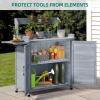 imageYITAHOME Solid Wood Potting Bench Table with Folding Pallet and Metal Tabletop Outdoor Storage Cabinet Planting Table Garden Work Bench for Garden Backyard Grey