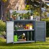 imageYITAHOME Solid Wood Potting Bench Table with Folding Pallet and Metal Tabletop Outdoor Storage Cabinet Planting Table Garden Work Bench for Garden Backyard Grey