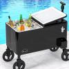 imageYITAHOME Wagon Rolling Cooler Cart 80 Quart Outdoor Cooler Cart with Adjustable Handle ampamp 360 Swivel Wheels Portable Cooler Ice Chest with Bottle Opener for Beach Patio Partyblack