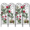 imageYITAHOME 4 Pack 87x20in Garden Arch Trellises for Supporting Climbing Plants Outdoor Roses Vegetables Vines Flowers Black Metal Garden Trellis for Patio