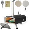 imageYTIAHOME MultiFuel Outdoor Pizza Oven with Rotating 12quot Wood and Gas Fired Pizza Oven with Builtin Thermometer Dual Fuel Pizza Maker with Peel Stone Carry Cover Recipes for Backyard CampWood Fired Pizza Oven with Rotating