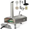 imageYTIAHOME MultiFuel Outdoor Pizza Oven with Rotating 12quot Wood and Gas Fired Pizza Oven with Builtin Thermometer Dual Fuel Pizza Maker with Peel Stone Carry Cover Recipes for Backyard CampMultiFuel Pizza Oven with Rotating