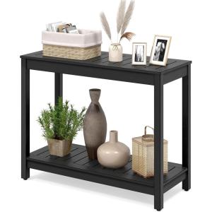 imageYITAHOME 383quot Patio Bar Table Entry Console Table 2Shelf HIPS Indoor Outdoor Height Table Multifunctional Buffet Storage Organizer with Adjustable Feet Black
