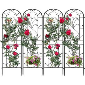 imageYITAHOME 4 Pack 87x20in Garden Arch Trellises Black Metal Coated Trellis for Climbing Plants Outdoor Roses Vegetables Vines Cucumbers