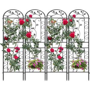 imageYITAHOME 4 Pack 87x20in Garden Arch Trellises for Supporting Climbing Plants Outdoor Roses Vegetables Vines Flowers Black Metal Garden Trellis for Patio