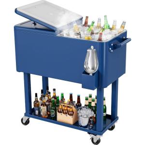 imageYITAHOME 80 Quart Patio Cooler Cart with Bottle Opener Drainage Portable Rolling Beverage Cart for Outdoor Drink Cooler Pool Deck Party BBQ CookoutsNavy
