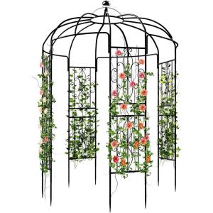 imageYITAHOME Birdcage Shape Garden Arch Arbors 98H x 68W Pergola Pavilion for Climbing Plants Outdoor Wedding Arches for Ceremony Party Metal Garden Arbor for Patio Backyard Black