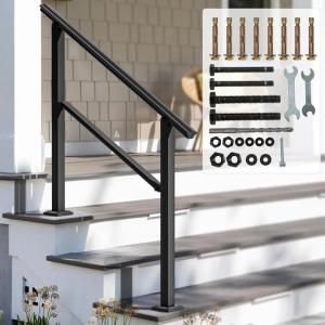 imageYITAHOME Handrails for Outdoor Steps34 Step Stair Railing Outdoor 402quot Length BlackPorch Wrought Iron Railing Adjustable Angle Safety Handrails Suitable for BalconiesParksResidential Steps