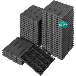 imageYITAHOME Plastic Interlocking Deck Tiles 36 Pack Waterproof Outdoor Flooring All Weather Use Durable ampamp SlipResistant Suitable for Patio Garden Deck Poolside Backyard 12x12 Inches Dark Grey