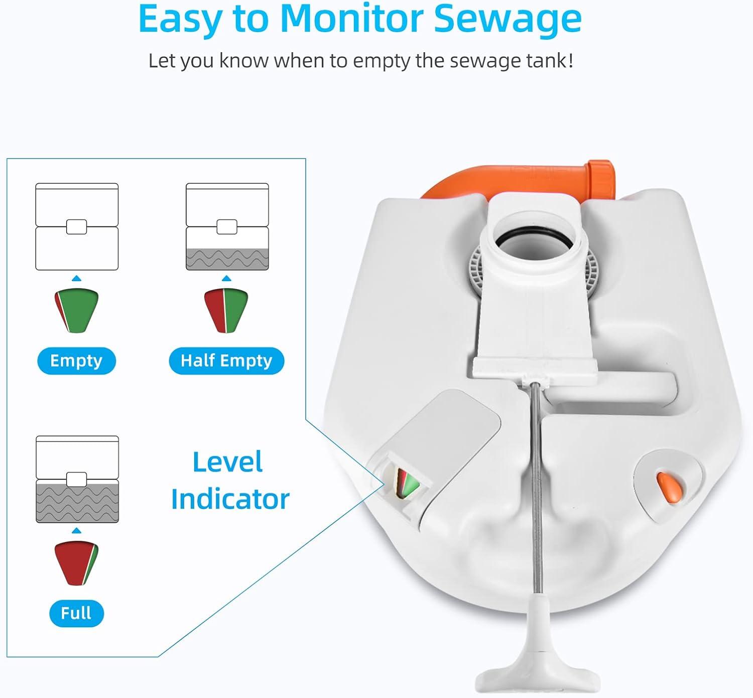 imageYITAHOME Portable Toilet Integrated 63 Gallon Travel RV Potty with Level indicator Ttype Water Outlets AntiLeak Handle Pump Rotating Spout for Camping Boating Trips External Water Inlet