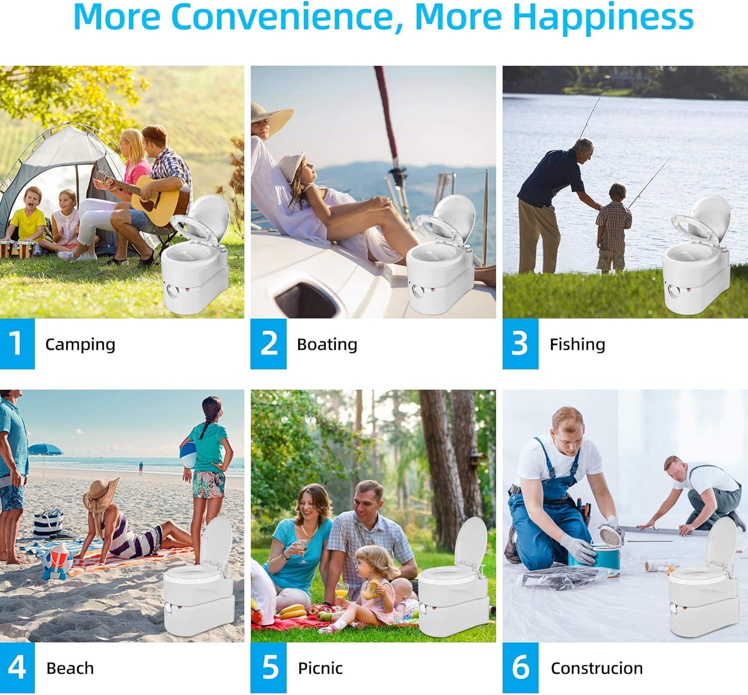 imageYITAHOME Portable Toilet Integrated 63 Gallon Travel RV Potty with Level indicator Ttype Water Outlets AntiLeak Handle Pump Rotating Spout for Camping Boating Trips External Water Inlet