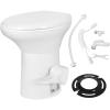 imageYITAHOME RV Toilet with Enamel Bowl Plastic Toilet Body Pedal Flush Gravity Flush Toilet High Profile with Hand Sprayer Flange for Motorhome Caravan Car TravelEnamel BowlSprayerFlange