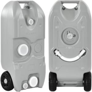 imageYITAHOME 106 Gallon Large Capacity Portable Water Holding Tank with Metal Handle Odorless Tote for Camper with Large Wheels Filling Port Hose Faucet Handles for Easy Carry ampamp Fast Empty BlueGrey