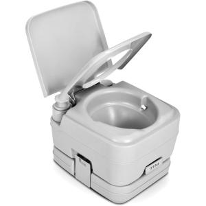 imageYITAHOME Portable Toilet Camping Travel RV Potty 26 Gallon Detachable Waste Tank Double Water Spouts Portable Toilet for Camping Hiking Hunting Boating GrayHandle Flush Pump