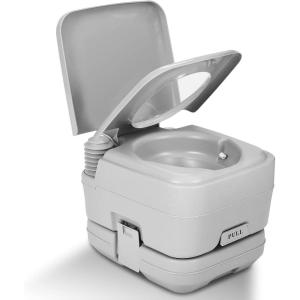 imageYITAHOME Portable Toilet Camping Travel RV Potty 26 Gallon Detachable Waste Tank Double Water Spouts Portable Toilet for Camping Hiking Hunting Boating GrayPress Flush Pump