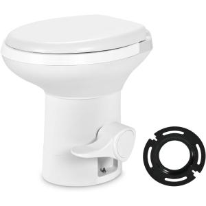imageYITAHOME RV Toilet with Enamel Bowl Plastic Toilet Body Pedal Flush Gravity Flush Toilet High Profile with Hand Sprayer Flange for Motorhome Caravan Car TravelPP Bowl  Flange