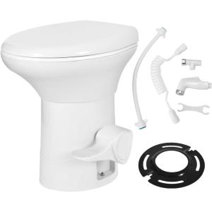 imageYITAHOME RV Toilet with Enamel Bowl Plastic Toilet Body Pedal Flush Gravity Flush Toilet High Profile with Hand Sprayer Flange for Motorhome Caravan Car TravelEnamel BowlSprayerFlange