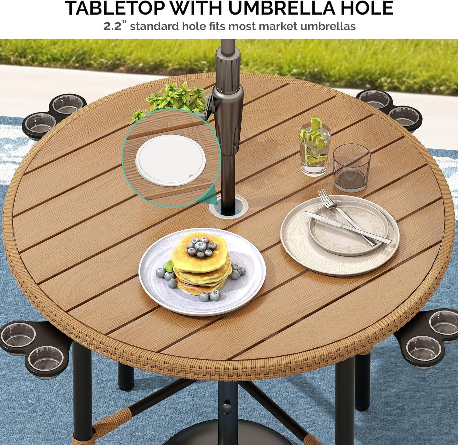 imageYITAHOME 3 Pieces Outdoor Wicker Patio Conversation Bistro Set AllWeather Rattan Patio Furniture Set with Table ampamp Cushions Outdoor Sectional Sofa for Patio Balcony Backyard DeckWood