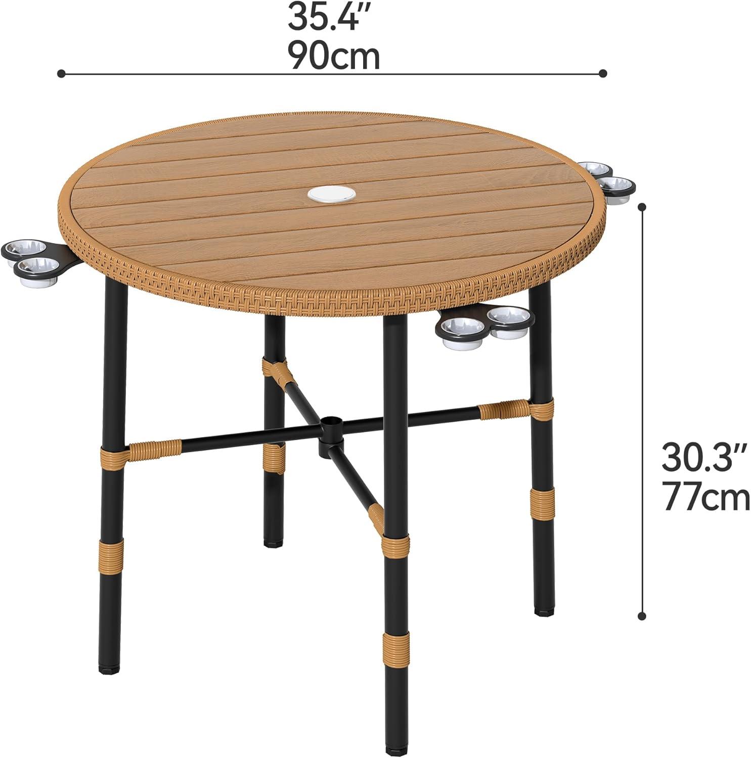 imageYITAHOME 3 Pieces Outdoor Wicker Patio Conversation Bistro Set AllWeather Rattan Patio Furniture Set with Table ampamp Cushions Outdoor Sectional Sofa for Patio Balcony Backyard DeckWood