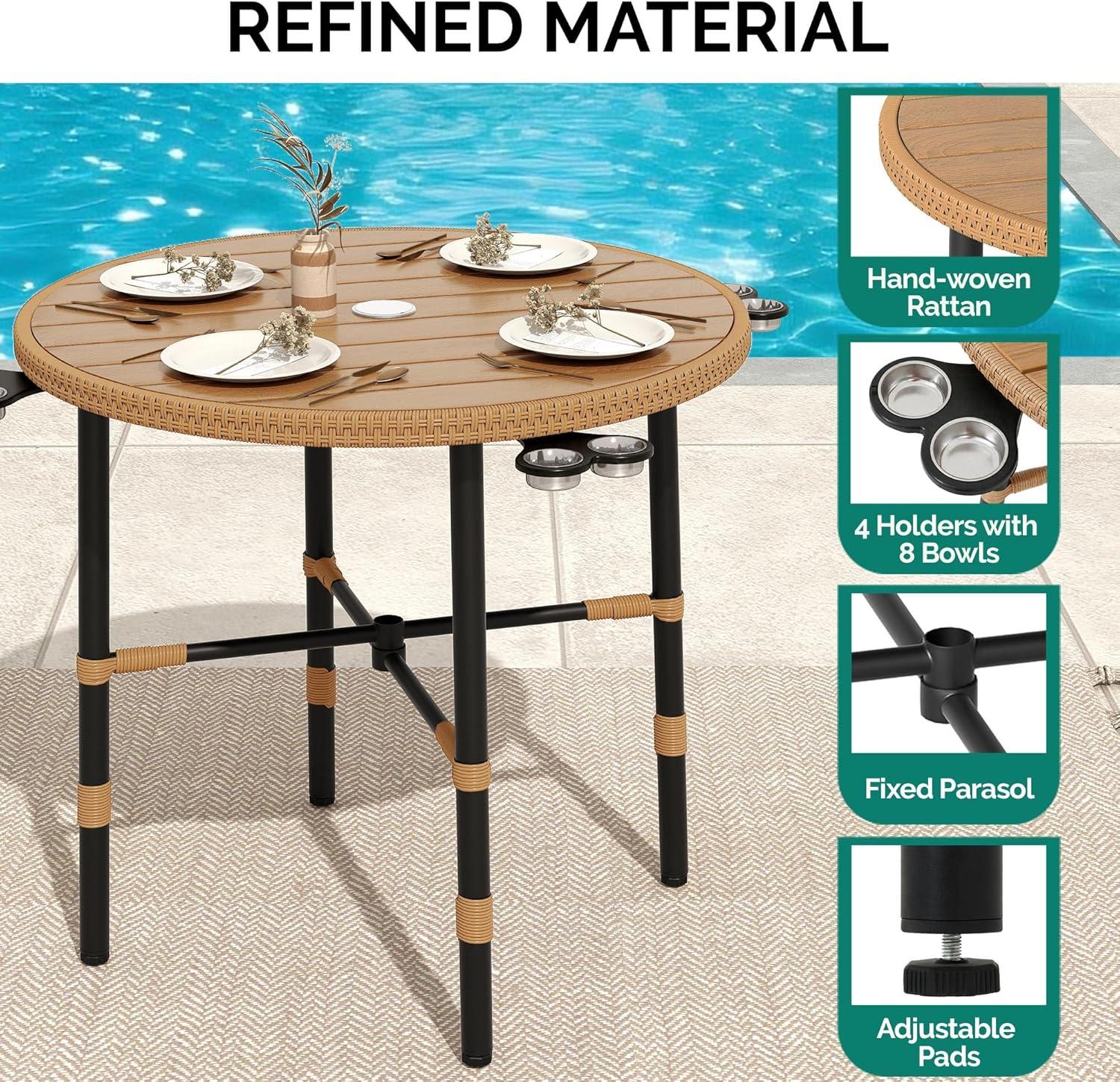 imageYITAHOME 3 Pieces Outdoor Wicker Patio Conversation Bistro Set AllWeather Rattan Patio Furniture Set with Table ampamp Cushions Outdoor Sectional Sofa for Patio Balcony Backyard DeckWood