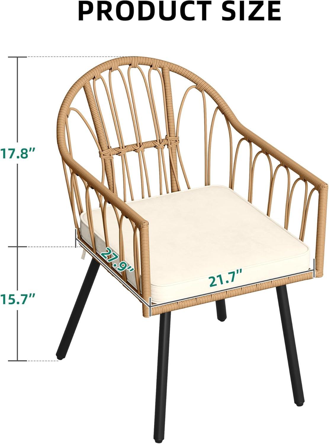 imageYITAHOME 3 Pieces Outdoor Wicker Patio Conversation Bistro Set AllWeather Rattan Patio Furniture Set with Table ampamp Cushions Outdoor Sectional Sofa for Patio Balcony Backyard DeckBeige