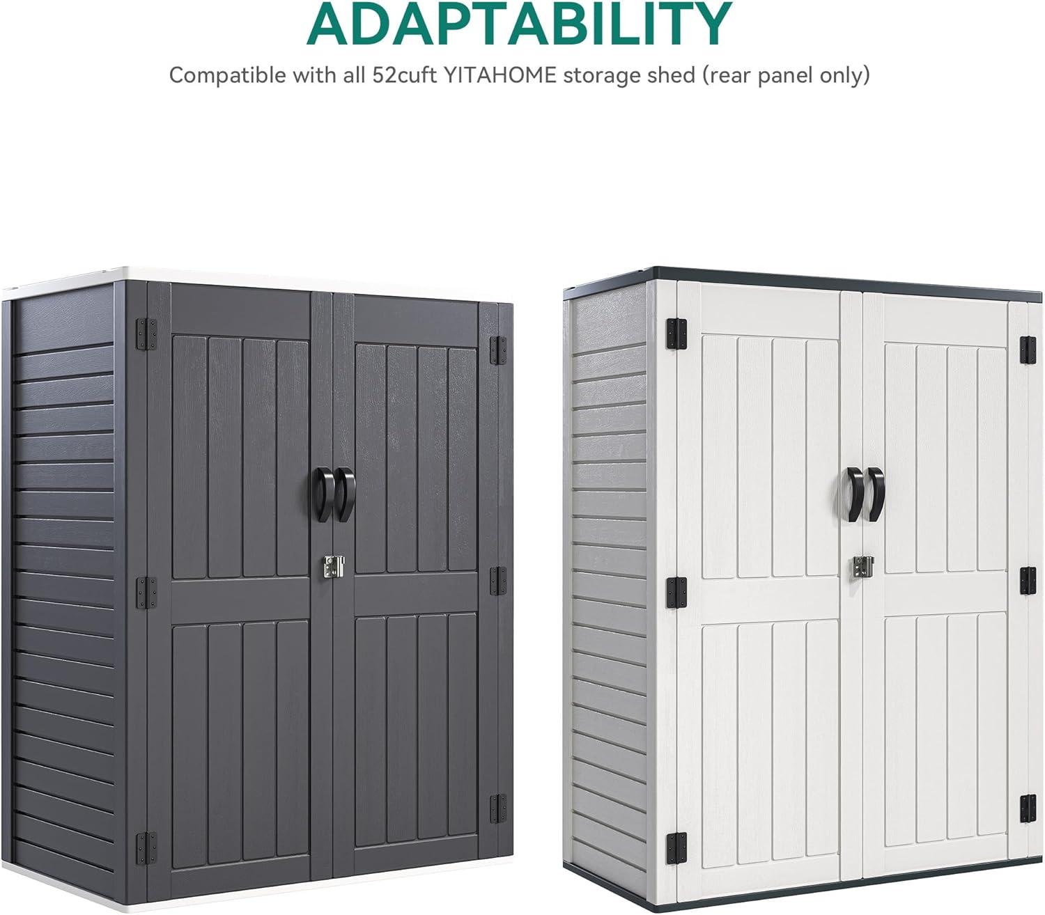 imageYITAHOME 35 Cu Ft Horizontal Weatherproof Storage Shed Without Shelves Outdoor Lockable Resin Unit for Tools and Gear Simple Assembly Light GrayBlack