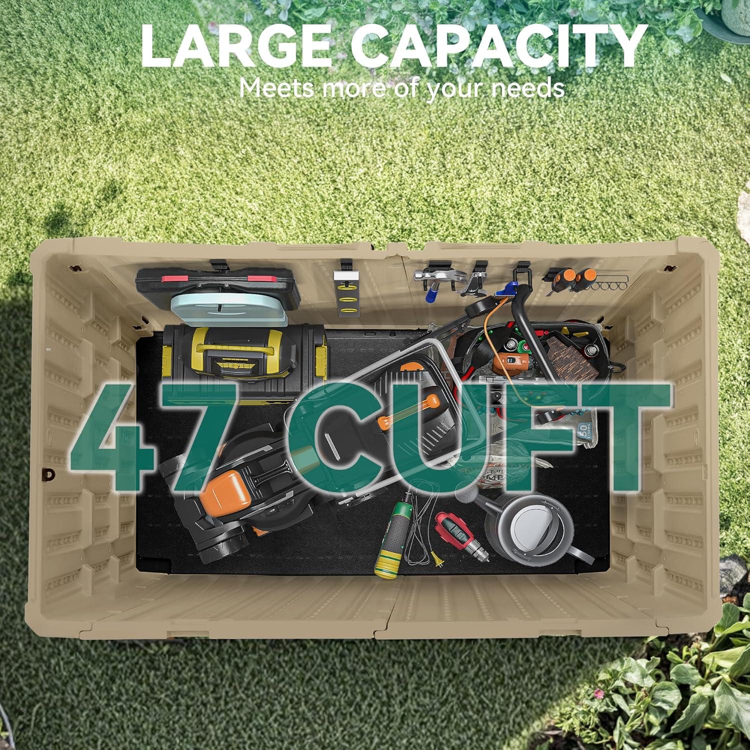 imageYITAHOME 35 Cu Ft Horizontal Weatherproof Storage Shed Without Shelves Outdoor Lockable Resin Unit for Tools and Gear Simple Assembly Light GrayBrown