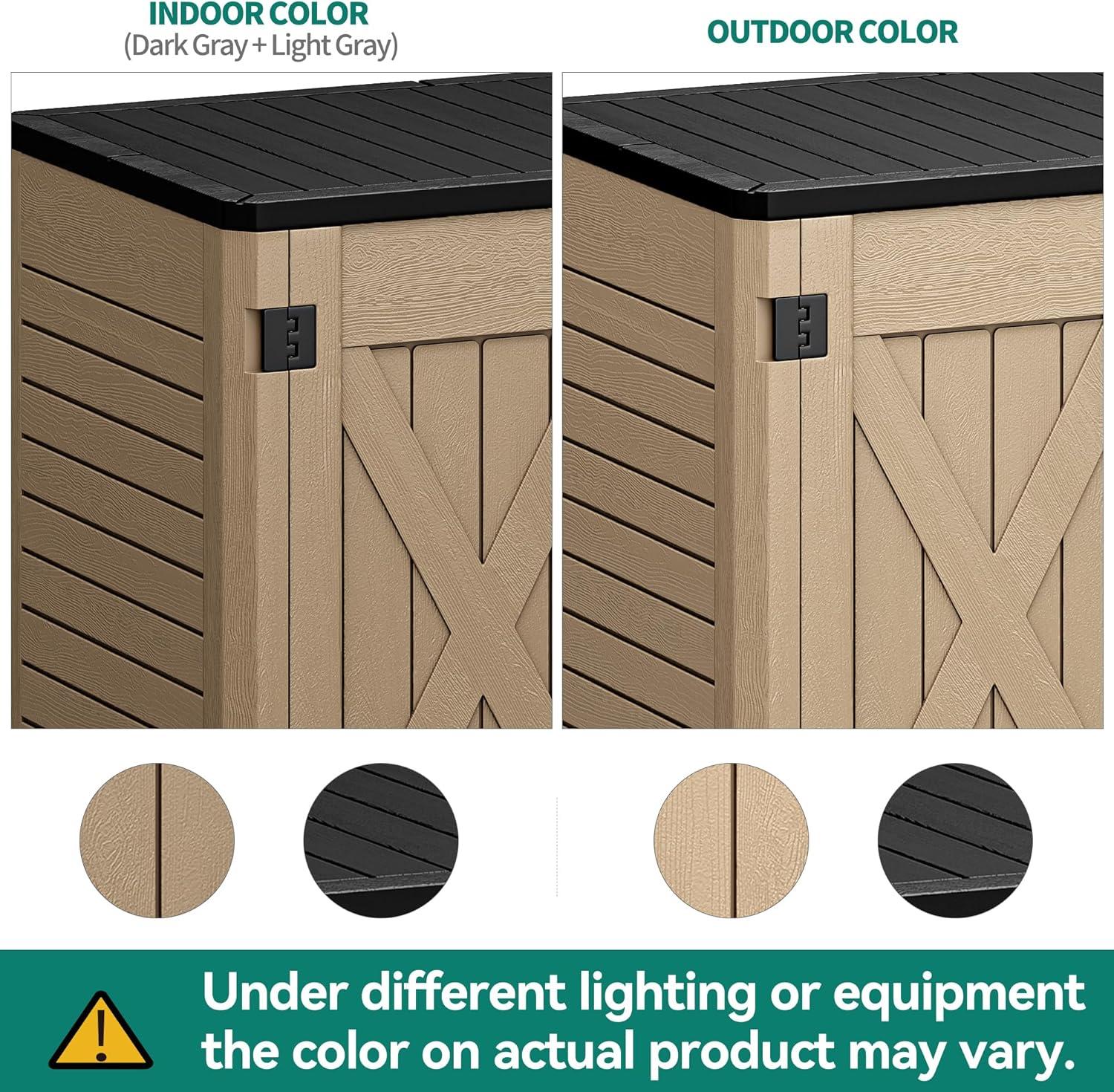 imageYITAHOME 35 Cu Ft Horizontal Weatherproof Storage Shed Without Shelves Outdoor Lockable Resin Unit for Tools and Gear Simple Assembly Light GrayBrown