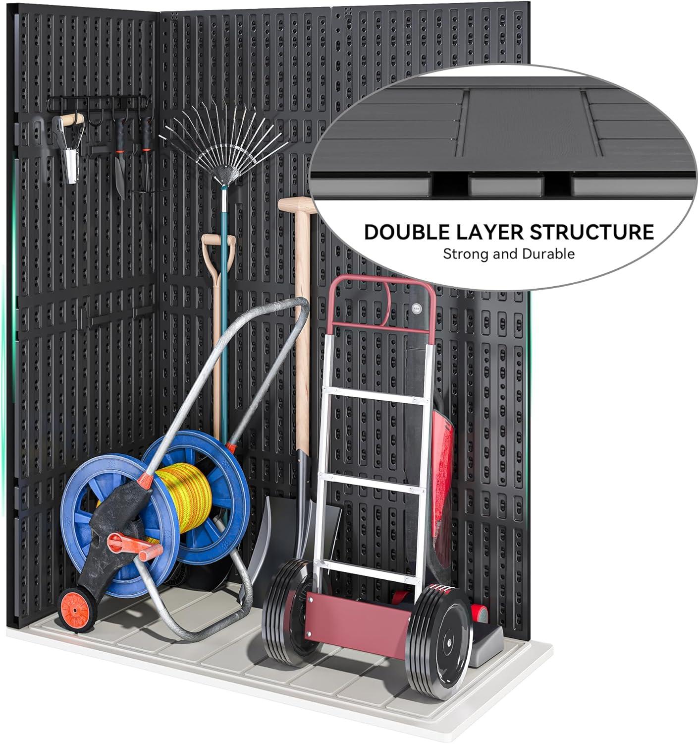 imageYITAHOME 35 Cu Ft Horizontal Weatherproof Storage Shed Without Shelves Outdoor Lockable Resin Unit for Tools and Gear Simple Assembly Light GrayDark Gray