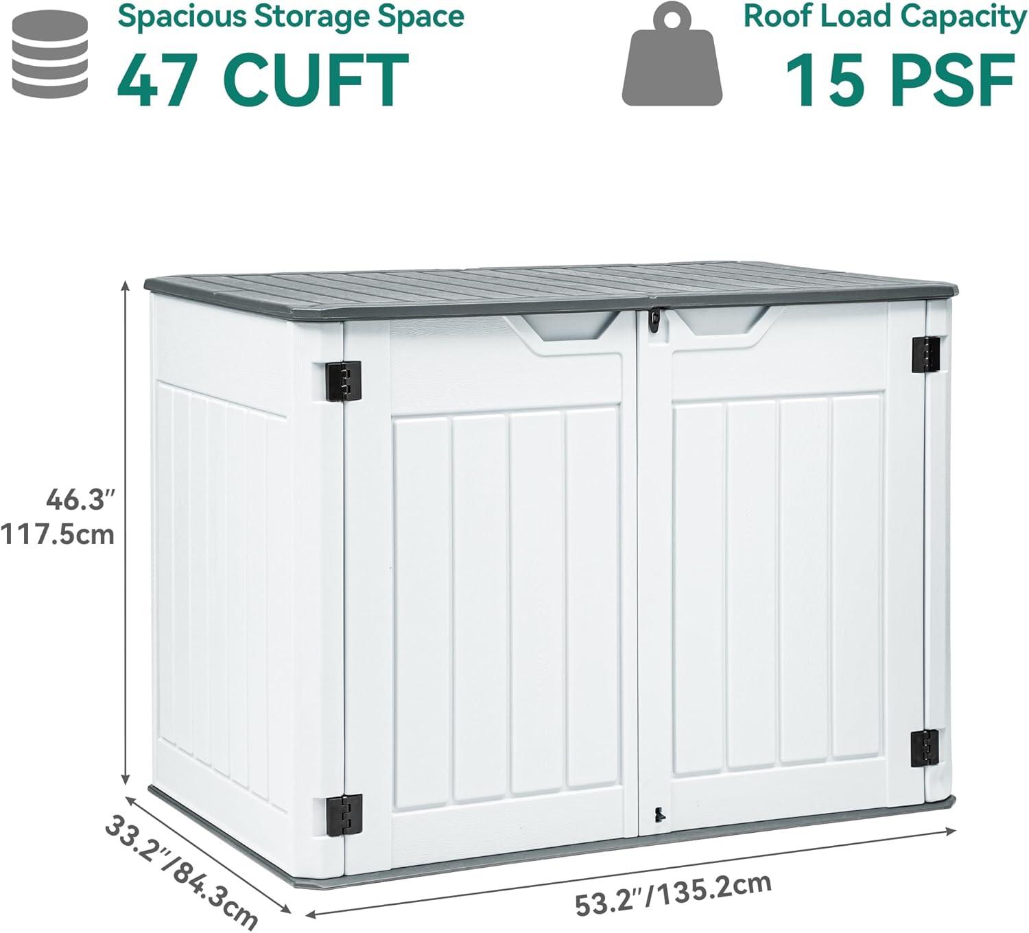 imageYITAHOME 35 Cu Ft Horizontal Weatherproof Storage Shed Without Shelves Outdoor Lockable Resin Unit for Tools and Gear Simple Assembly Light GrayLight Gray
