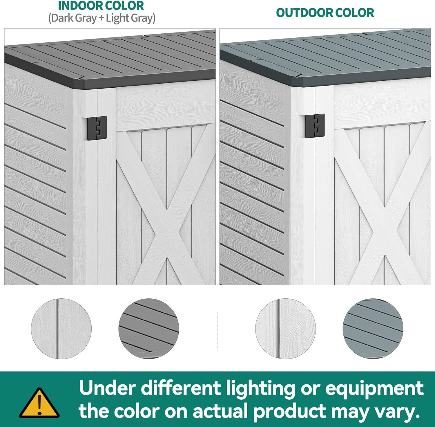 imageYITAHOME 35 Cu Ft Horizontal Weatherproof Storage Shed Without Shelves Outdoor Lockable Resin Unit for Tools and Gear Simple Assembly Light GrayLight Grey