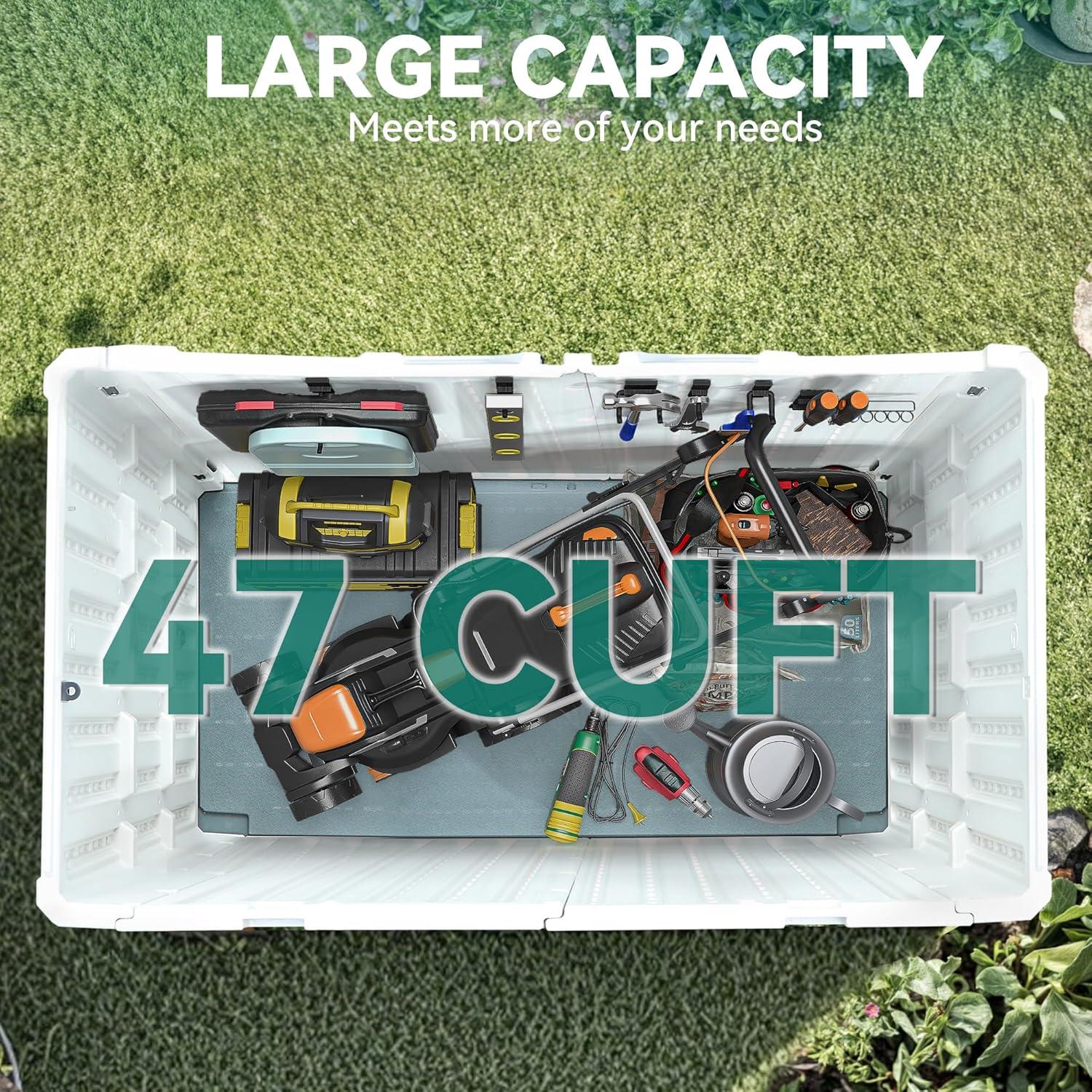 imageYITAHOME 35 Cu Ft Horizontal Weatherproof Storage Shed Without Shelves Outdoor Lockable Resin Unit for Tools and Gear Simple Assembly Light GrayLight Gray