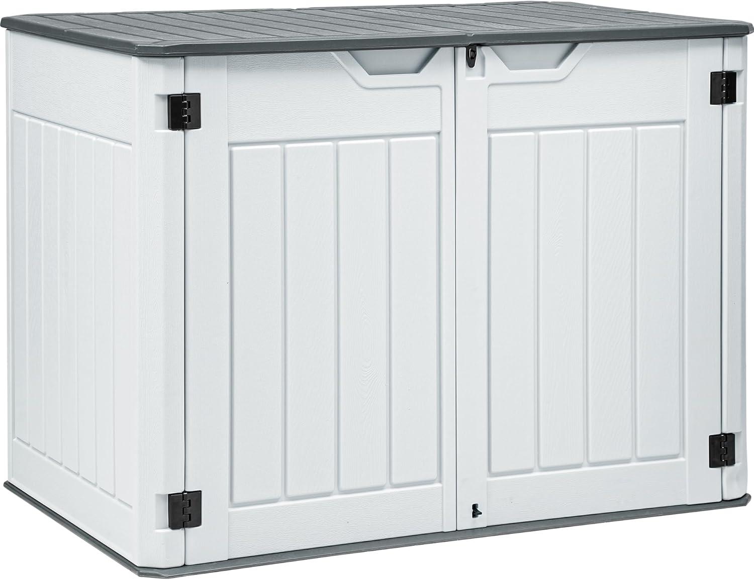 imageYITAHOME 35 Cu Ft Horizontal Weatherproof Storage Shed Without Shelves Outdoor Lockable Resin Unit for Tools and Gear Simple Assembly Light GrayLight Gray