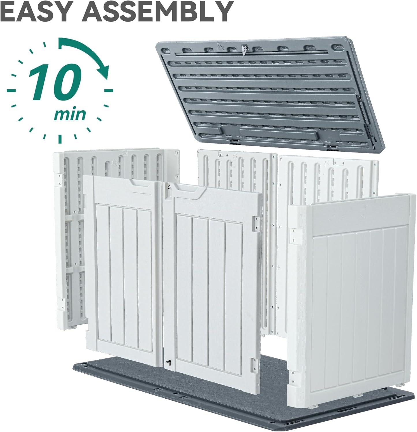 imageYITAHOME 35 Cu Ft Horizontal Weatherproof Storage Shed Without Shelves Outdoor Lockable Resin Unit for Tools and Gear Simple Assembly Light GrayLight Gray