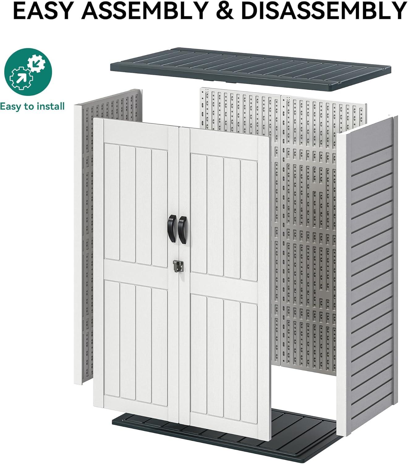 imageYITAHOME 35 Cu Ft Horizontal Weatherproof Storage Shed Without Shelves Outdoor Lockable Resin Unit for Tools and Gear Simple Assembly Light GrayLight Gray