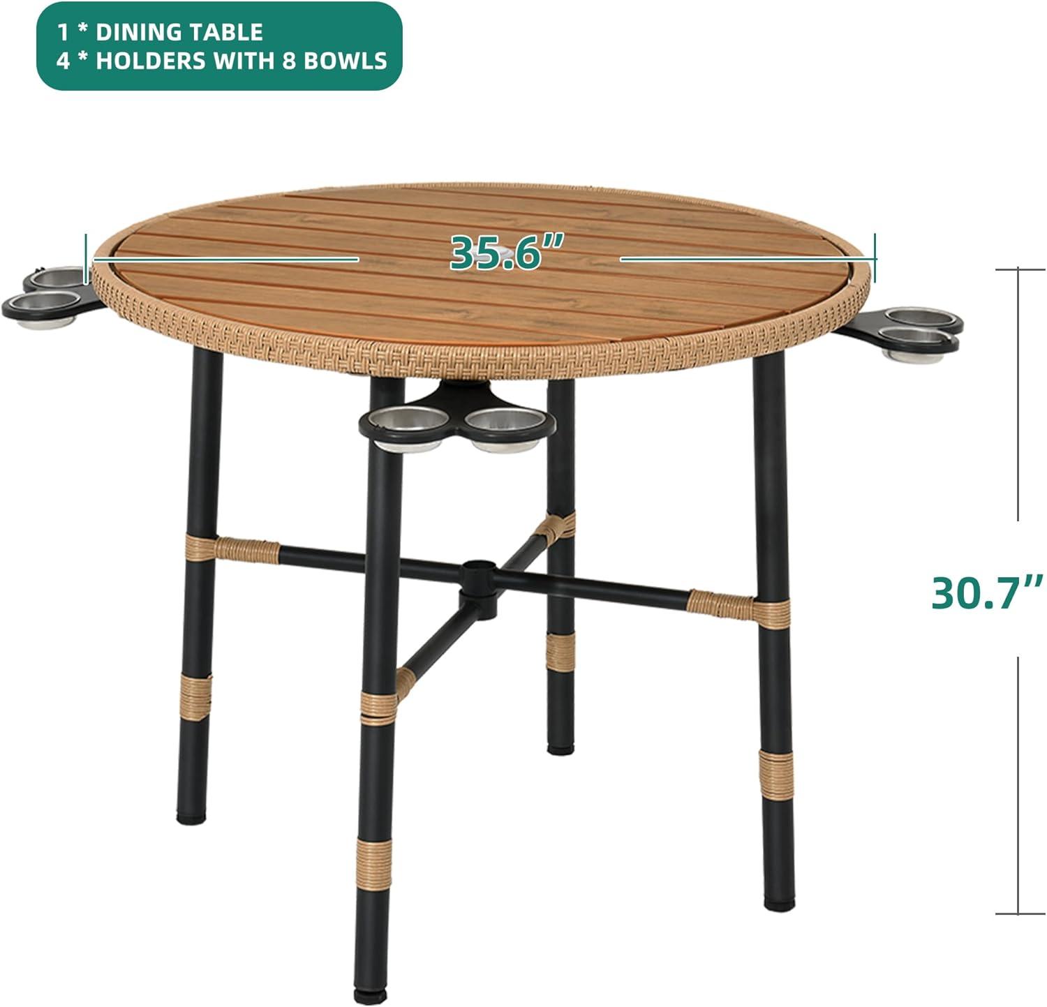 imageYITAHOME 4 Pieces Rattan Wicker Dinning Chairs Outdoor Indoor Patio Furniture Set with Cushion and Curved Back All Weather Bistro Chair for Garden Backyard Porch Poolside Restaurant BeigeWood