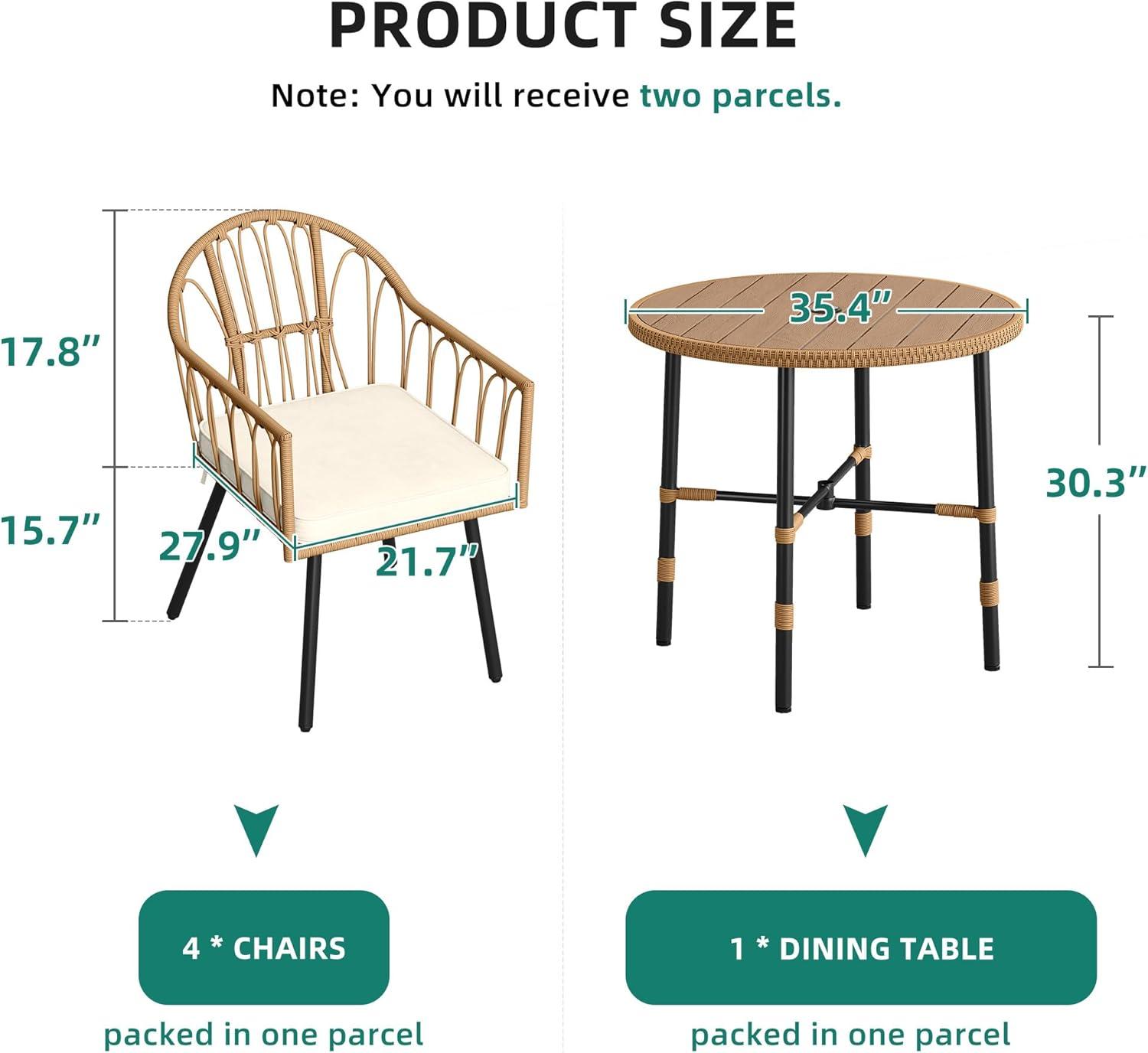 imageYITAHOME 4 Pieces Rattan Wicker Dinning Chairs Outdoor Indoor Patio Furniture Set with Cushion and Curved Back All Weather Bistro Chair for Garden Backyard Porch Poolside Restaurant BeigeBeige