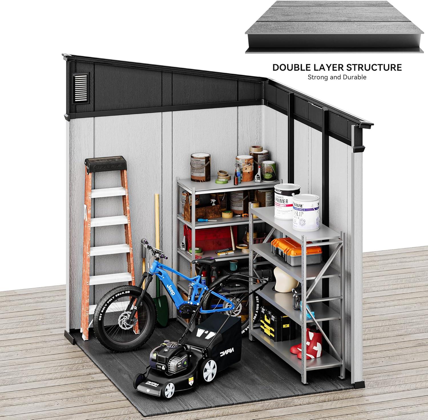 imageYITAHOME 6x6 FT Outdoor Storage Shed AllWeather Resin Garden Shed with Windows Vents and Lockable Double Doors for Garden Tools Bikes and Sundries WaterproofGray