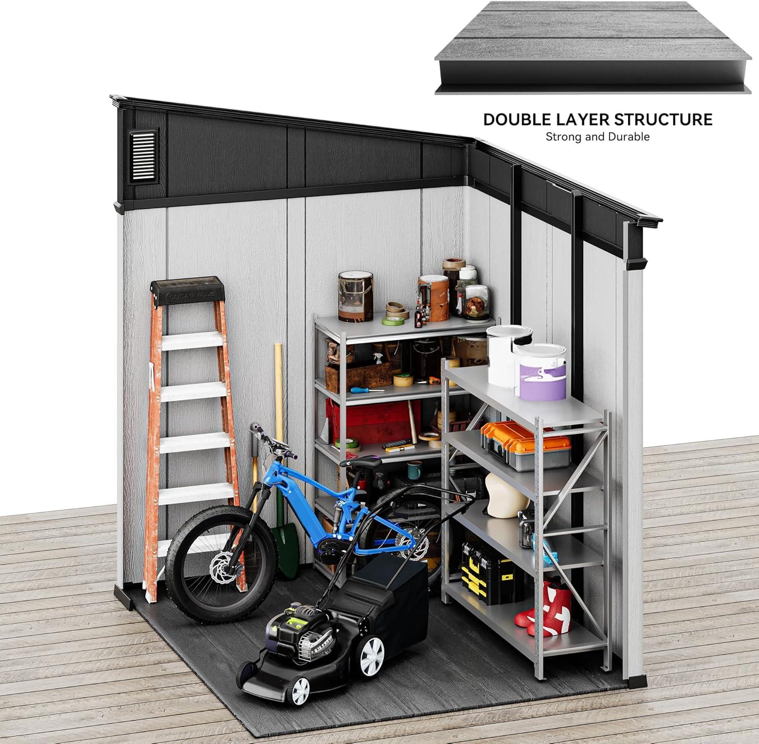 imageYITAHOME 6x6 ft Outdoor Resin Storage Shed Waterproof Garden Shed with Windows Floor Double Doors WeatherResistant Lockable Tool Organizer for Outdoor Tools Supplies Bikes GrayLight Gray