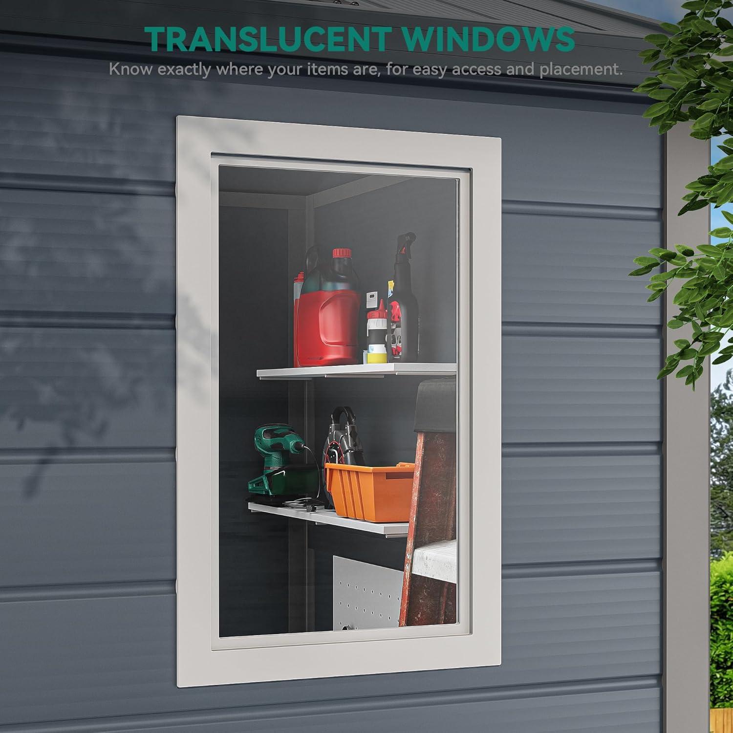 imageYITAHOME 6x6FT Outdoor Storage Shed wo Floor AllWeather Plastic Shed with Lockable Doors Window ampamp Vents Plastic Tool Shed for Backyard Patio Poolside Lawn Gray