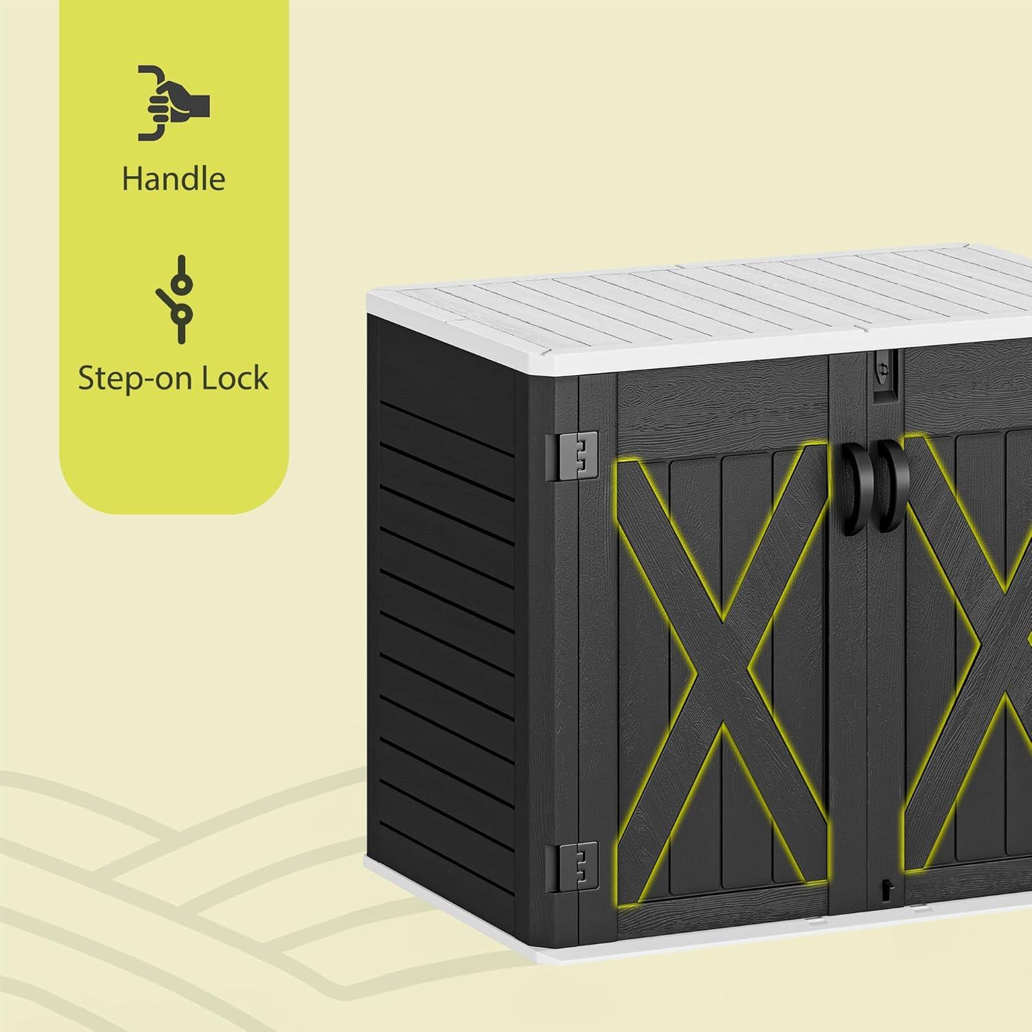 imageYITAHOME Outdoor Resin Storage Sheds with XShaped Lockable Door 39 in Height Lockable Waterproof Horizontal Shed wo Shelf Easy to Assemble Shed Storage for Garden Tools Light GrayDark Gray