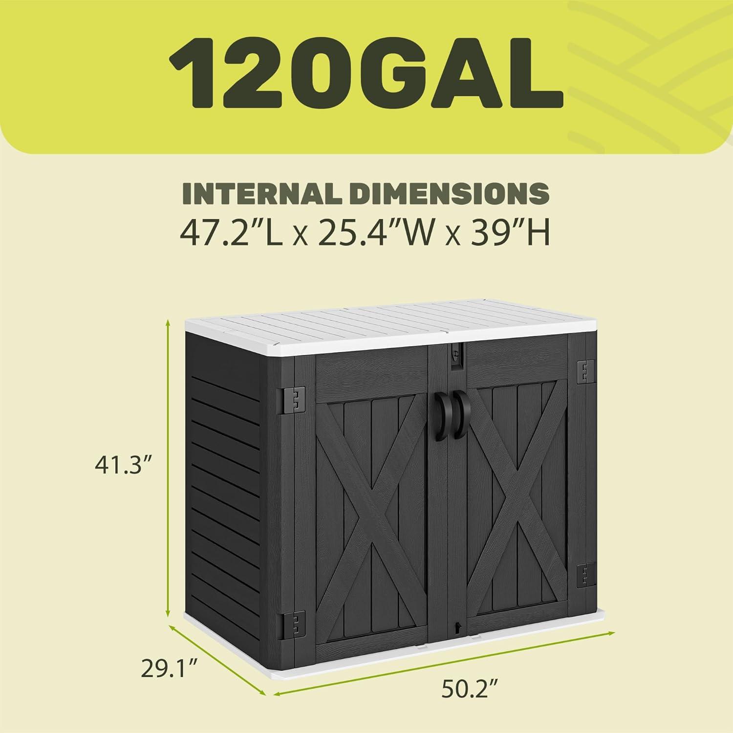 imageYITAHOME Outdoor Resin Storage Sheds with XShaped Lockable Door 39 in Height Lockable Waterproof Horizontal Shed wo Shelf Easy to Assemble Shed Storage for Garden Tools Light GrayDark Gray