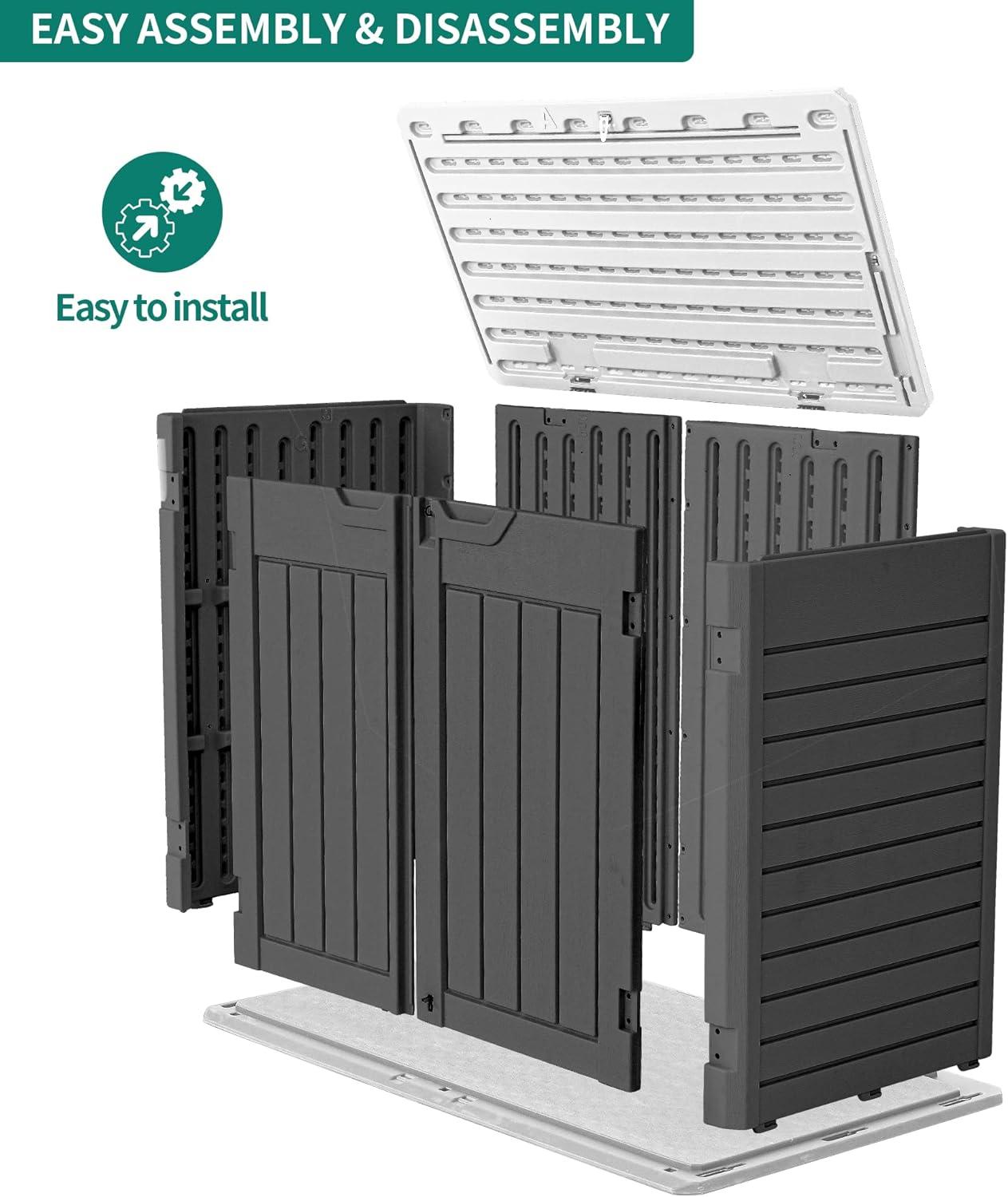 imageYITAHOME Resin Storage Shed Shelves for 35 Cuft Horizontal Storage Sheds 47 in x 126 in Waterproof Rack with 8 Screws for 4x25 Ft Horizontal Garden Storage Accessories Easy Assembly 2PCS GrayDark Gray