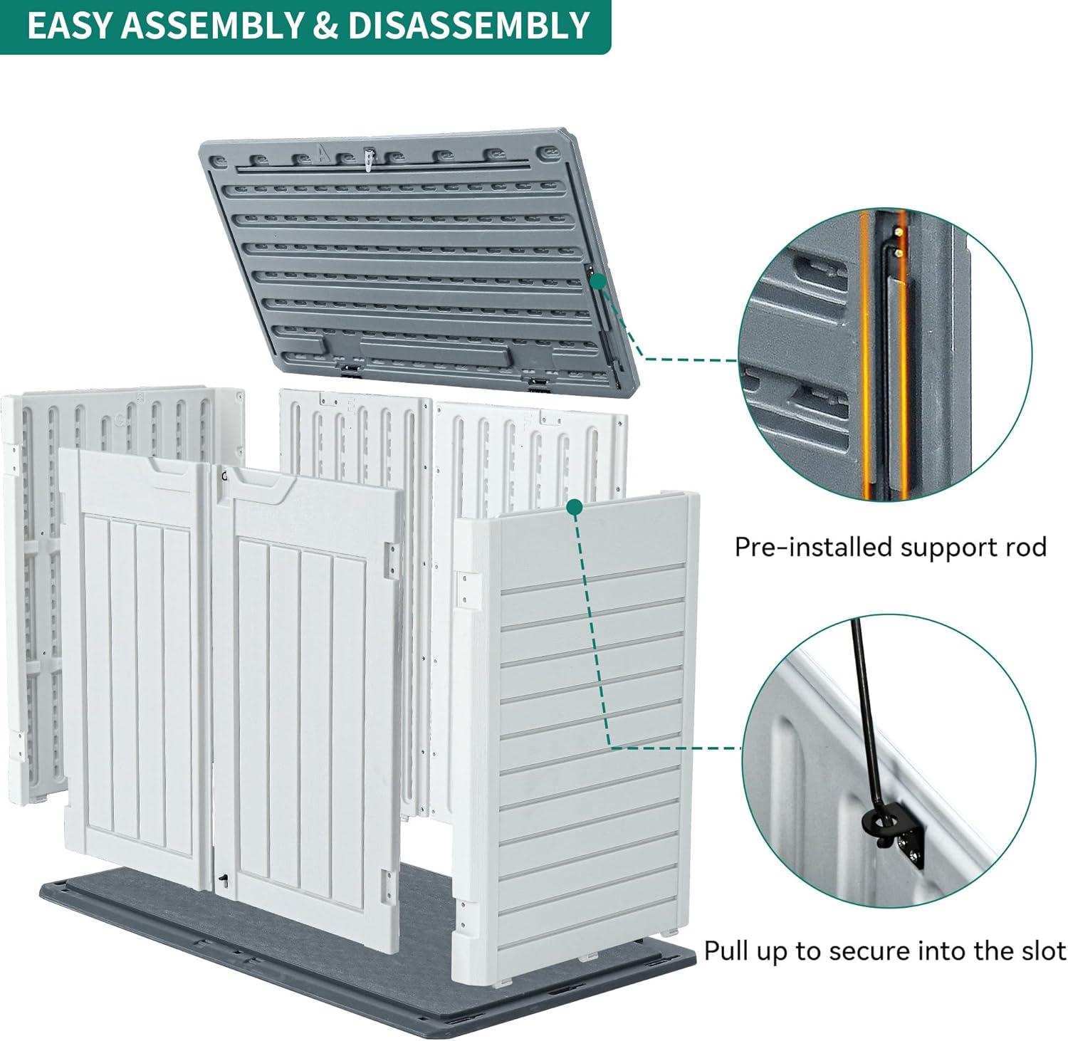 imageYITAHOME Resin Storage Shed Shelves for 35 Cuft Horizontal Storage Sheds 47 in x 126 in Waterproof Rack with 8 Screws for 4x25 Ft Horizontal Garden Storage Accessories Easy Assembly 2PCS GrayLight Gray