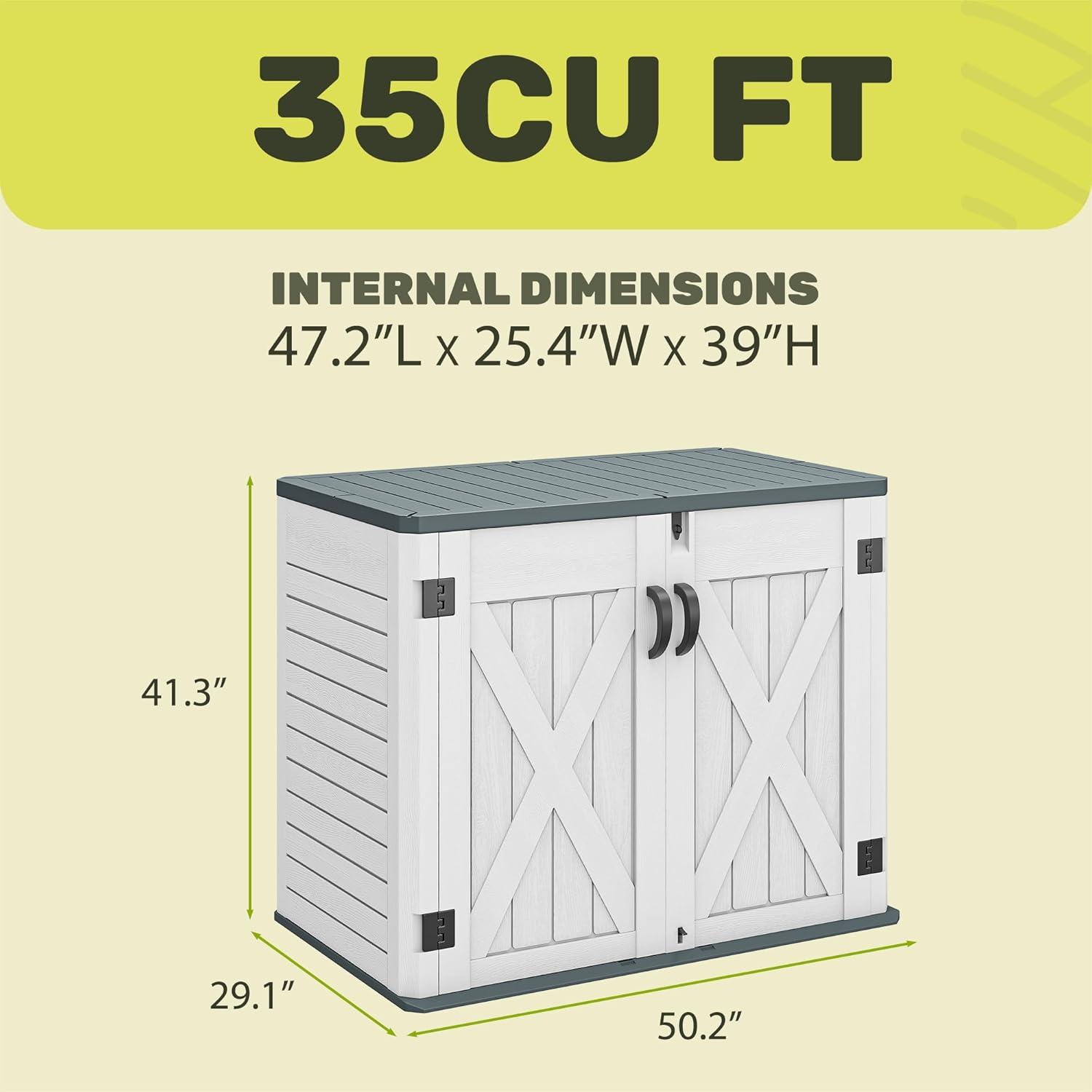imageYITAHOME Resin Storage Shed Shelves for 35 Cuft Horizontal Storage Sheds 47 in x 126 in Waterproof Rack with 8 Screws for 4x25 Ft Horizontal Garden Storage Accessories Easy Assembly 2PCS GrayLight Gray