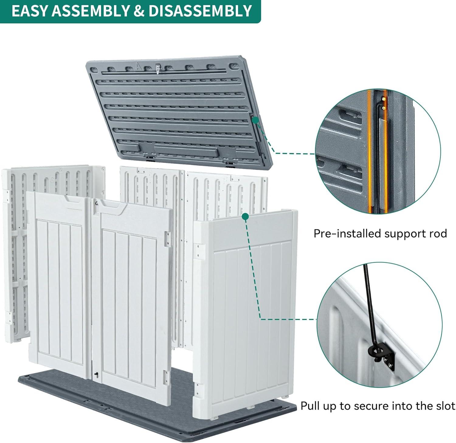 imageYITAHOME Resin Storage Shed Shelves for 35 Cuft Horizontal Storage Sheds 47 in x 126 in Waterproof Rack with 8 Screws for 4x25 Ft Horizontal Garden Storage Accessories Easy Assembly 2PCS GrayLight Gray